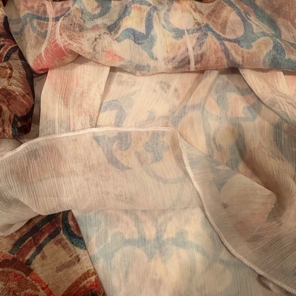 Energie Boho Y2K  Ruffled Babydoll Blouse  Sz Large Colorful Flowy Feminine Fall - Picture 7 of 7